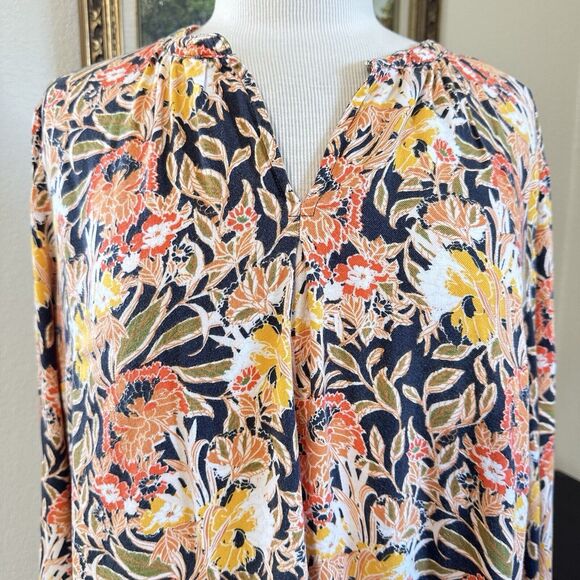 Laura Scott Blouse Top Womens Size XL  Floral V Neck Long Sleeve Pullover Top - Picture 2 of 11